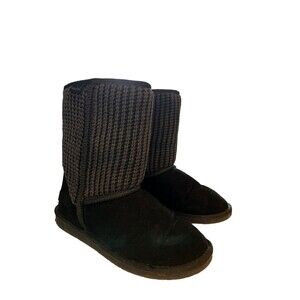 Minnetonka Moccasins Sheepskin Wool Sherpa Suede Leather Knit Boots Womens 8